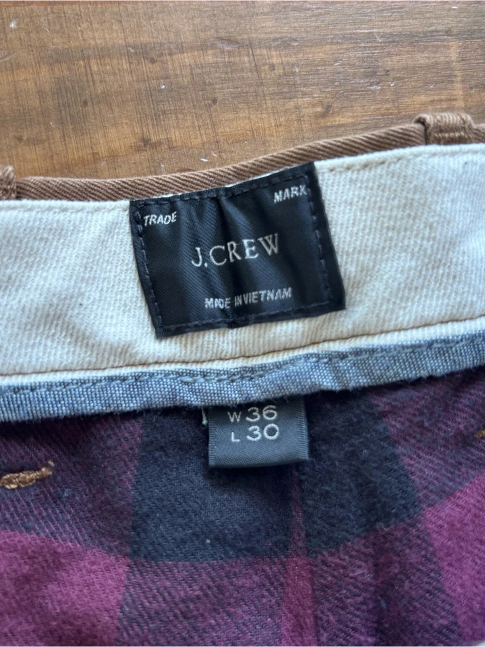 J. Crew 770 Straight-Fit Flannel-Lined Cabin Pant-Brown/Tan-Men's Size 36x30-NWT